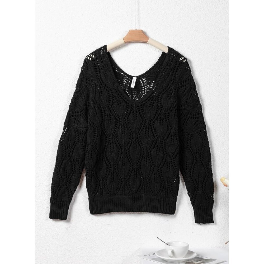 Dokotoo Fall Sweaters Round Neck Black Winter Pullover Sweaters for Women's